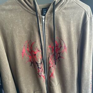 ROMWE Brown Gothic Hoodie